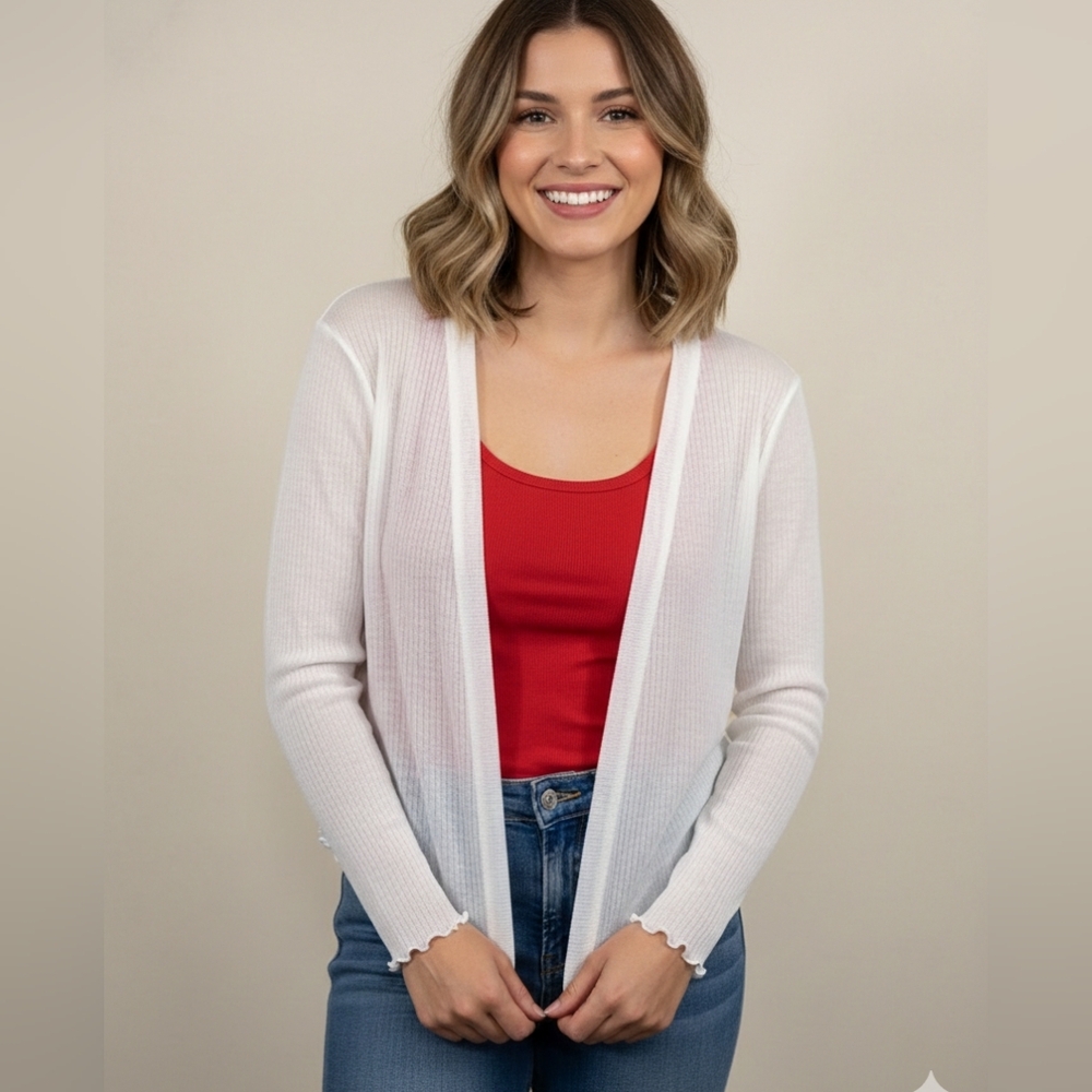 NWT Maurices Semi-Sheer White Cropped Cardigan Sweater